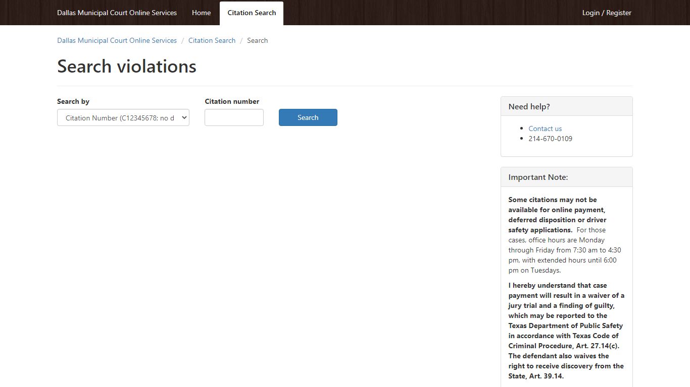 Search - Search violations - Citation Search - Dallas ...